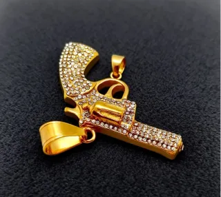 Collar Revólver con Circonitas Hombre bañado oro