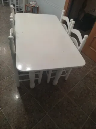 Mesa y 4 Sillas Cocina Blancas