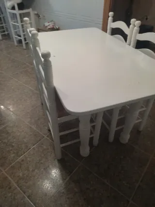 Mesa y 4 Sillas Cocina Blancas