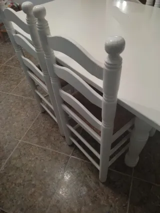 Mesa y 4 Sillas Cocina Blancas