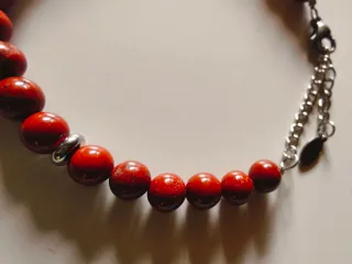 Pulsera Jaspe Rojo natural y Acero inoxidable