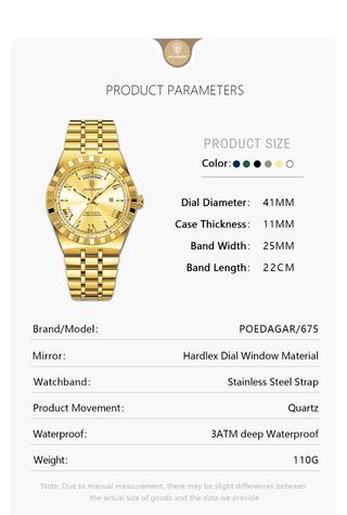 Reloj POEDAGAR Dorado Hombre