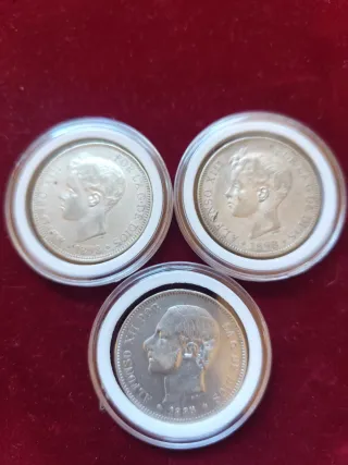 3 Monedas de Plata Alfonso XIII 1893