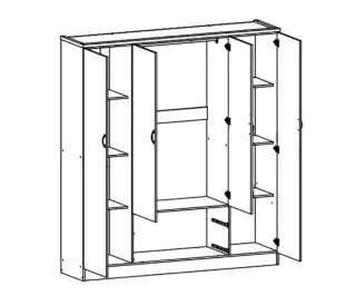 Armario blanco 4 puertas con espejo en blanco