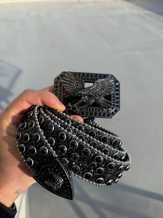 Cintura nera brillante diamantata nera