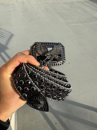 Cintura nera brillante diamantata nera