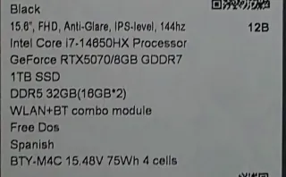 MSI Katana 15 HX 15.6 i7-14650HX RTX5070