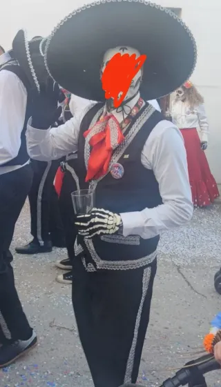 Disfraces Catrina Morado y Blanco