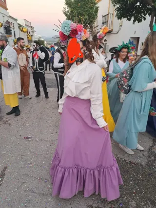 Disfraces Catrina Morado y Blanco