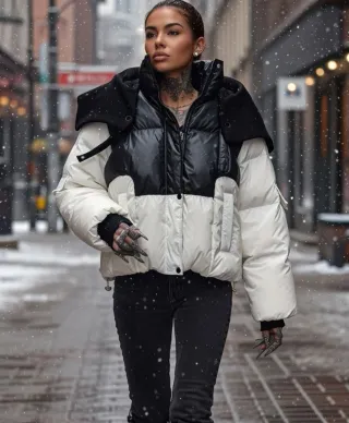 The North Face abrigo polar beige y negro