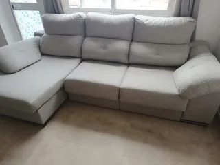 Sofá Cama Chaise Longue Tela Beige/crema wine