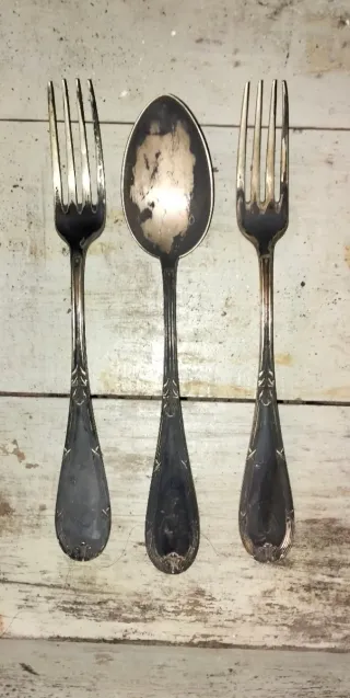 Conjunto cubiertos antiguos plata 92