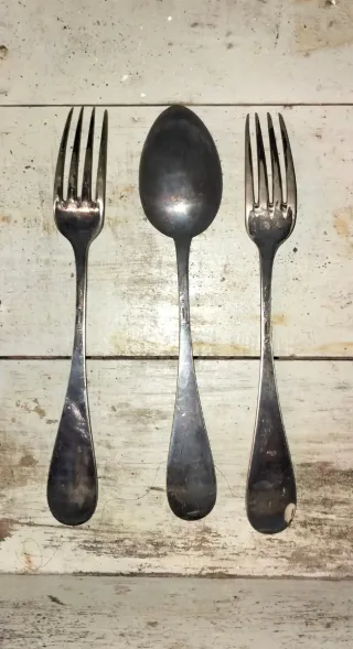 Conjunto cubiertos antiguos plata 92