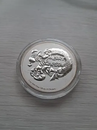 Moneda 1 oz Plata Mickey Merry Christmas 2021