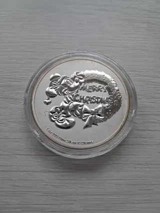 Moneda 1 oz Plata Mickey Merry Christmas 2021