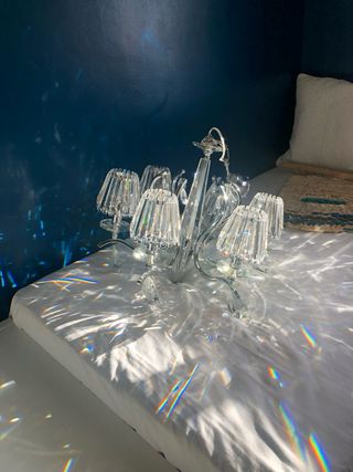 Lámpara araña de cristal tallado y metal