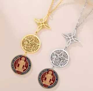 Collar San Benito Estrella y Círculo nudo bruja