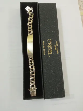 Pulsera esclava con chapa plata 925