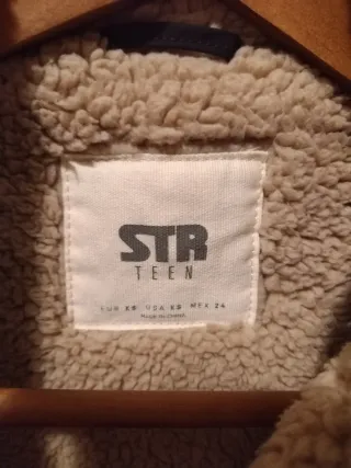 Chaquetón negro mujer forro beige