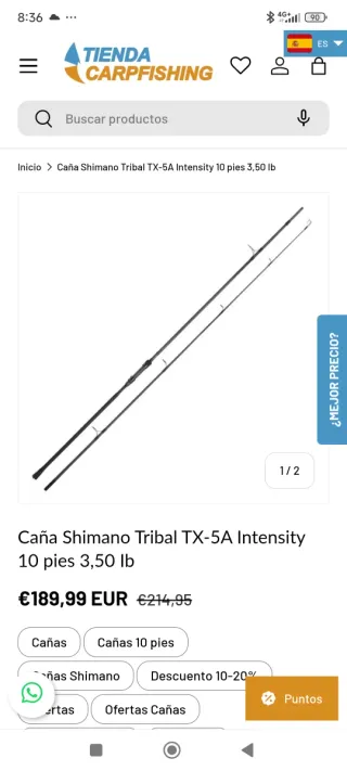 Carpfishing  Caña Shimano Tribal TX-5A 10 pies 3,5