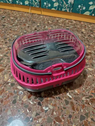 Transportín para hámster rosa y gris