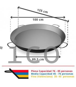Paellera de Acero Pulido 100 cm - 85 Personas