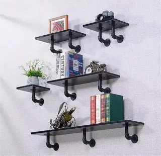 6 Soportes Estantería Estilo Industrial Negros