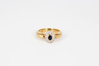 Anillo Oro 18k Zafiro y Diamantes