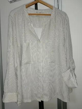 Camisa fluida rayas grises y blancas