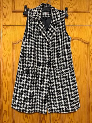 Chaleco tweed blanco y negro