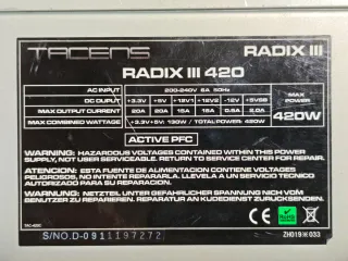 Fuente Alimentación Tacens Radix III 420W