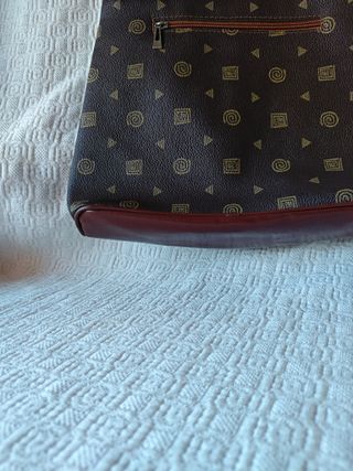 Bolso marrón de mano doble cremallera vintage