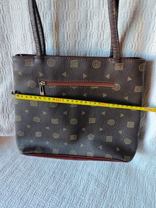 Bolso marrón de mano doble cremallera vintage