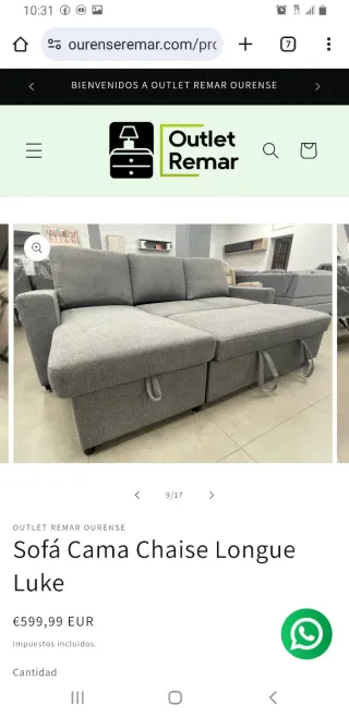 Sofá Cama Chaise Longue Luke