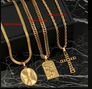 Colgantes Cruz Acero Inoxidable Chapadas en Oro