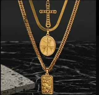 Colgantes Cruz Acero Inoxidable Chapadas en Oro