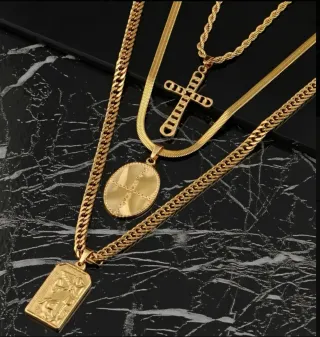 Colgantes Cruz Acero Inoxidable Chapadas en Oro