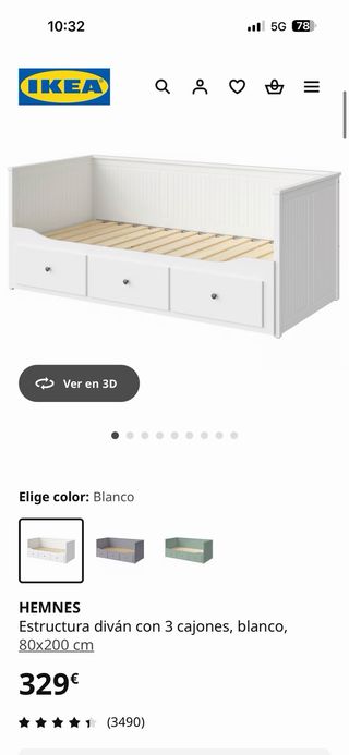 Cama blanca con cajones.