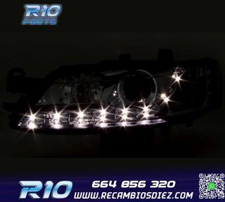 FAROS PARA OPEL VECTRA B 96-98 LUZ DIURNA LED FONDO NEGRO