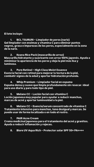 Lote cosmética japonesa KOO, Rohto, TSURURI