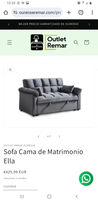 Sofá Cama Matrimonio Ella Outlet Remar