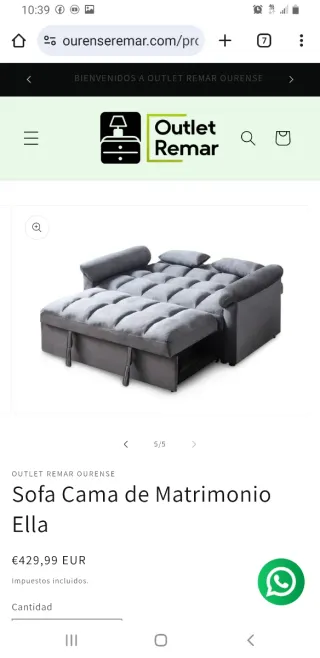 Sofá Cama Matrimonio Ella Outlet Remar