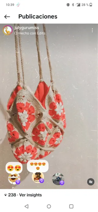 Bolso tejido flor africana beige y rojo
