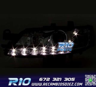 FAROS PARA OPEL VECTRA B 96-98 LUZ DIURNA LED FONDO NEGRO