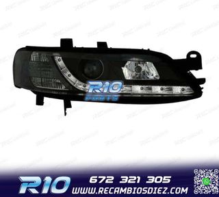 FAROS PARA OPEL VECTRA B 96-98 LUZ DIURNA LED FONDO NEGRO