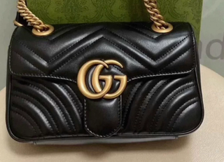 Borsa Gucci Marmont Catena Dorata Nero
