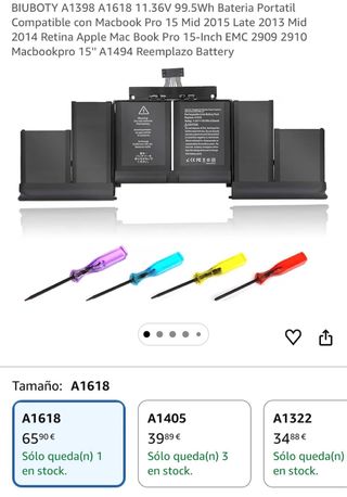 Batería Portátil A1618 para MacBook Pro 15