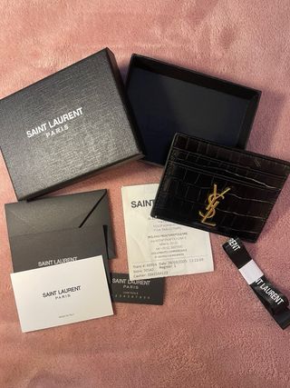 Saint Laurent porta carte coccodrillo