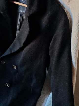 Abrigo largo paño Pull&Bear negro talla M mujer