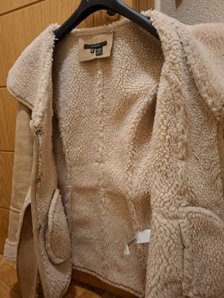 Chaquetón Zara Beige Mujer